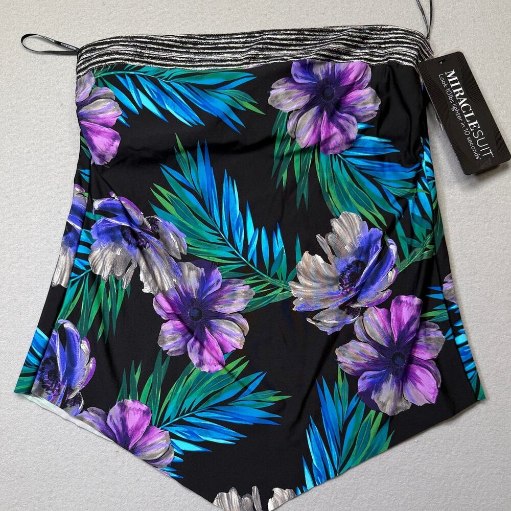 Miraclesuit Women's Flora Aura Printed V-Shaped Tankini Black Multi 14 $140